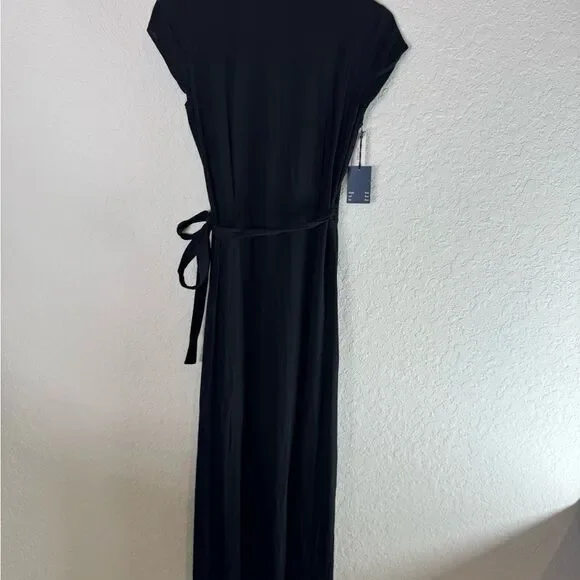 Aritzia Wilfred Free Jessa True Black Maxi Wrap Dress Size S NWT - Picture 6 of 9